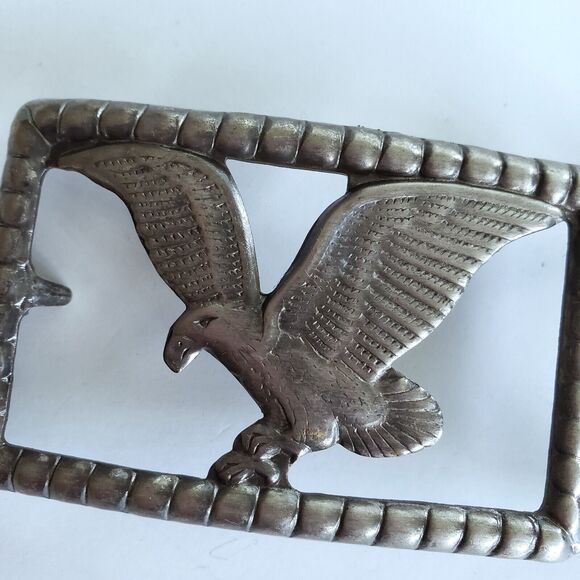 Unbranded Accessories - Vintage Eagle Belt Buckle Silvertone Embossed Country Western Rodeo Biker Retro